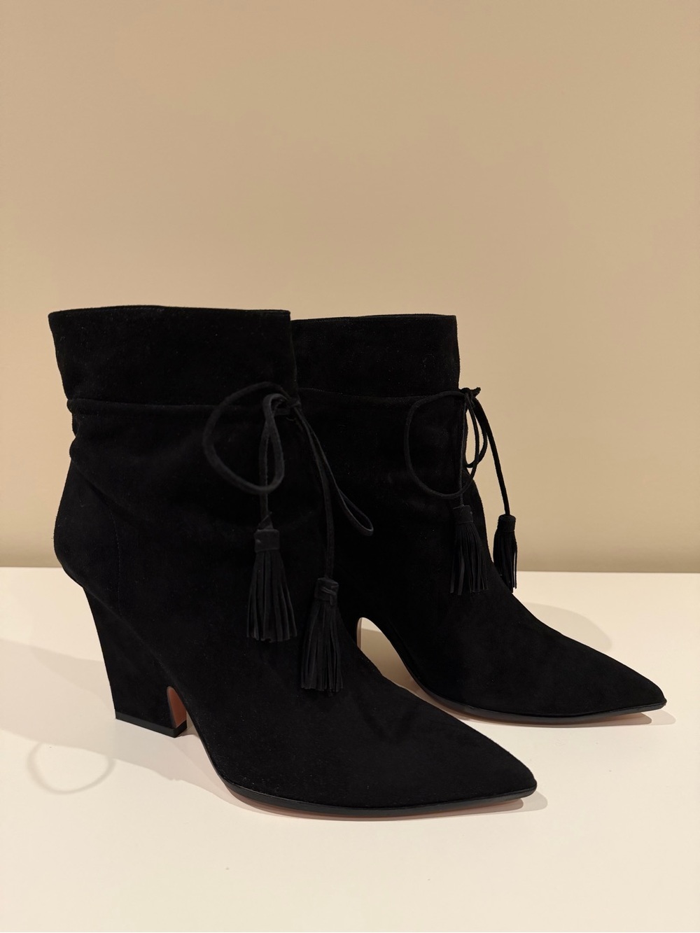 Aquazzura Black Sartorial Suede Booties